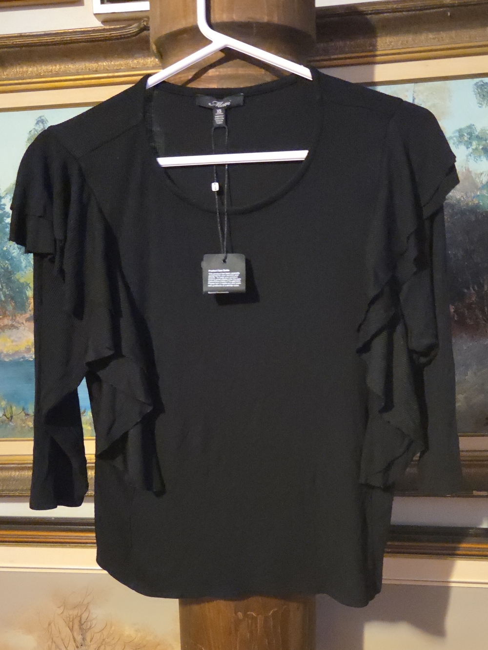 Alfani Black Ruffle-Sleeve Top